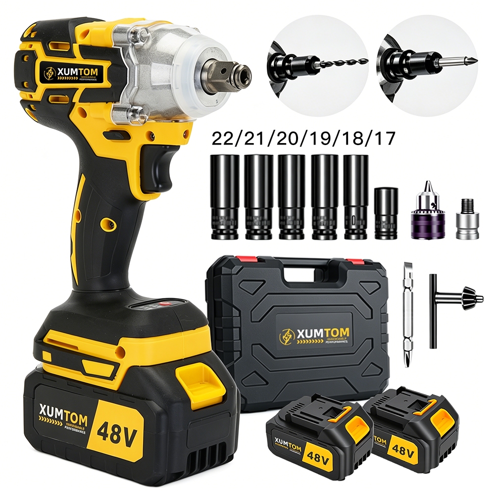 Chave De lmpacto 48V Sem Fio Elétrica 450NM Parafusadeira Furadeira Com Maleta + 2 Baterias