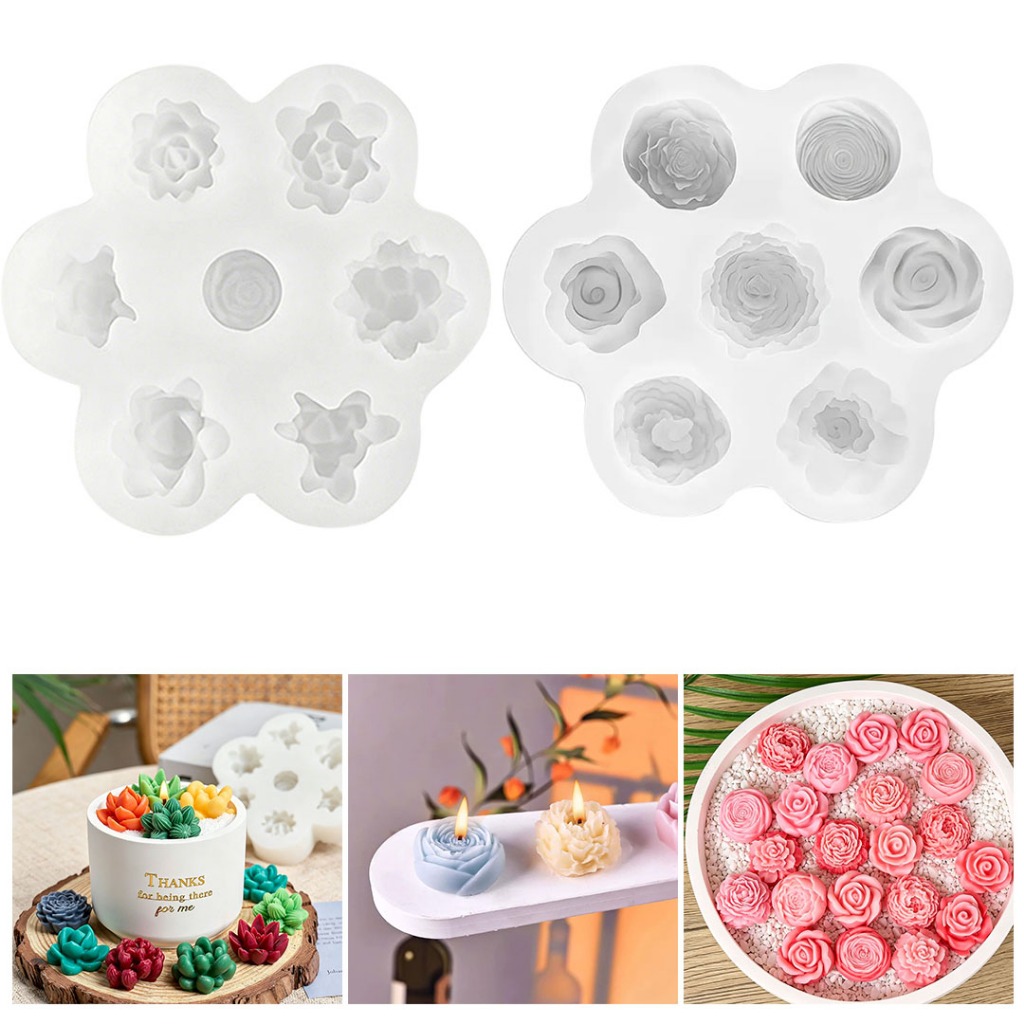 Moldes de rosa de Material de Silicone, 2 peças e ferramentas de filme suculento, 14 moldes podem ser usados para fazer