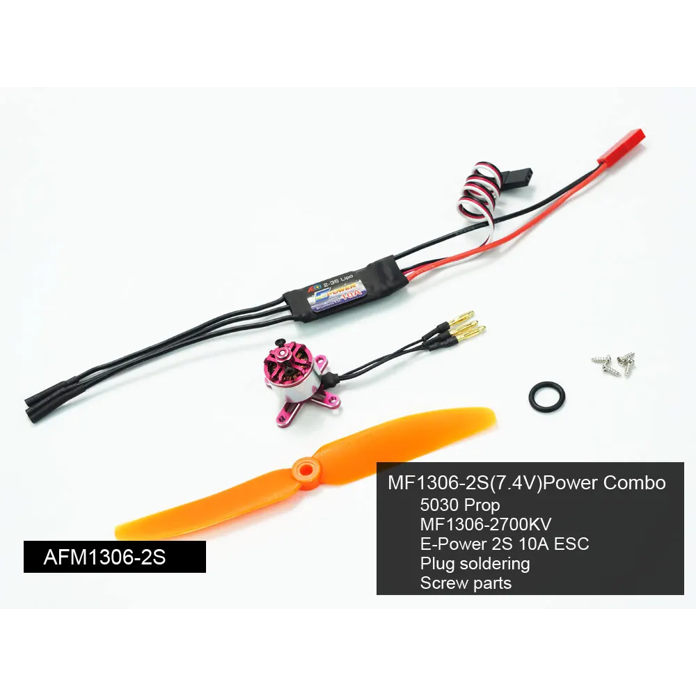 Kit Completo Sistema de Potência 2S Motor 1306/1308 ESC Servo Hélice Para Avião RC Micro até 800mm e 230g Montagem DIY