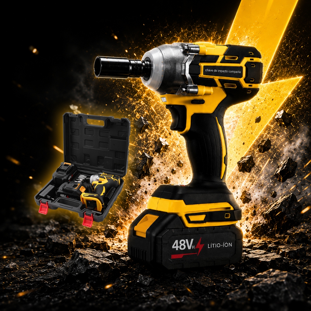 Chave De Impacto Kit Chave De Impacto Sem Fio 48V Profissional Leve Portátil Para Parafusar E Furar