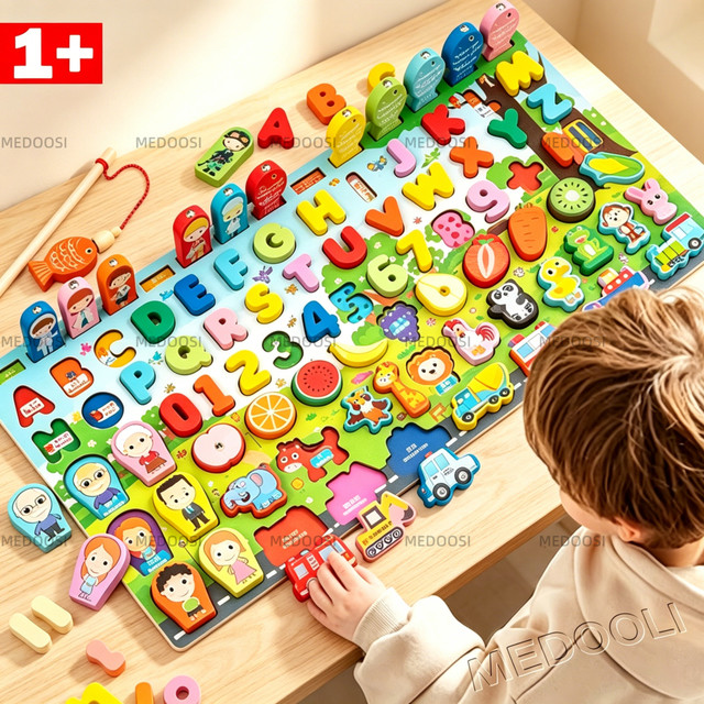 Brinquedo magnético montessori /Quebra-cabeça alfanumérico de madeira/pesca peixe brinquedo/jogos educativos pedagógicos
