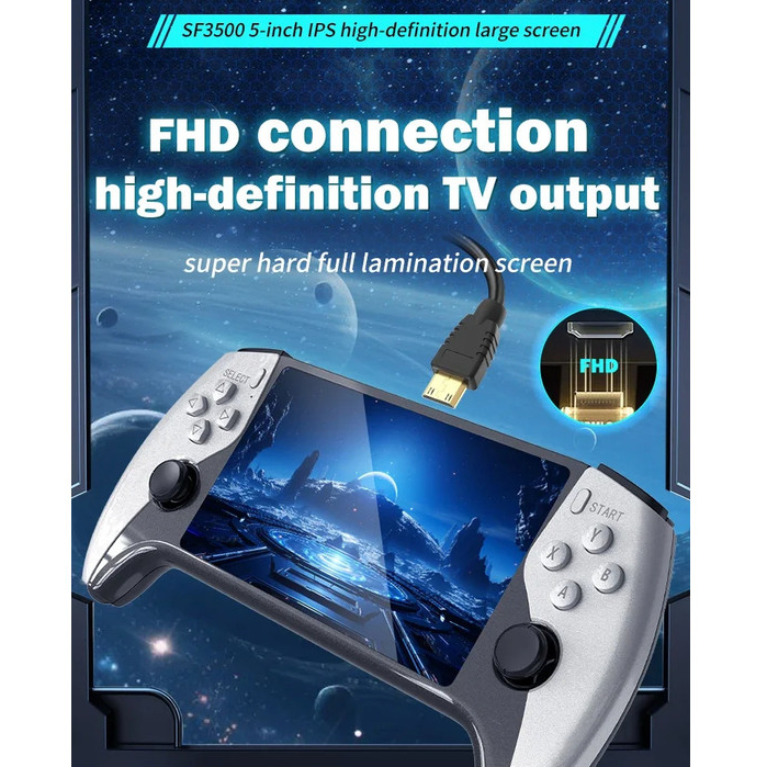 SF3500 Retro Console De Videogame Portátil Sistema Linux Tela De 5.0 Polegadas 3000mAh Jogos De Bolso — imagem 2 de 2