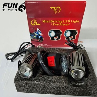 2 Pçs Motocicleta Holofote Lente Do Projetor Dupla Cor 60w mini Farol LED Com Interruptor Amarelo Branco Lâmpada De Cond