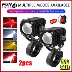 Motocicleta Luzes LED Alto/Baixo Branco Amarelo Vermelho DRL + Modo Estroboscópico Spot light Holofotes Esporte Luz Da