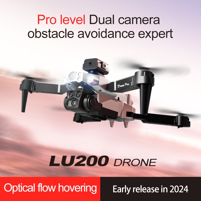 Drone LU200 8K, três câmeras HD, Wi-Fi, fotografia aérea, prevenção de obstáculos, bateria de 1 peça