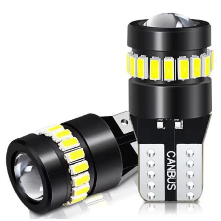 Lâmpada Meia Luz T10 Pingo Esmagada Led Duplo Com Projetor Extra Forte 6000k