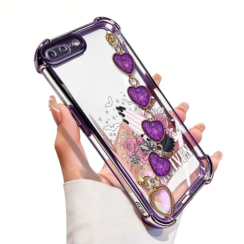 Capa VRQR Compatível Com Iphone 6 6S 7 8 Plus SE 2020 Buquê De Noiva Transparente Anti Queda De Telefone Pulseira De Amo