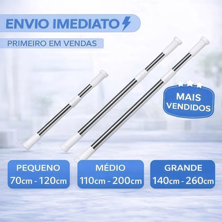 Varão de Parede Retrátil Extensível Inox Cortina Pia de Cozinha Cortina Box Banheiro Cort…