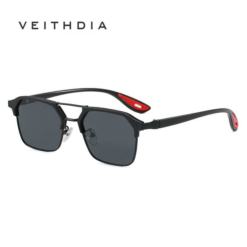 VEITHDIA Novos Óculos De Sol Polarizados De Metal Masculino Tendência Quadrado Anti-UV Para Dirigir Luz Azul AY2603