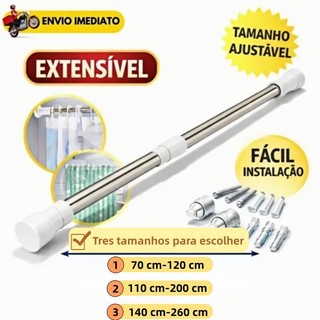 Varão Extensível Grande Em Inox Ajustável Suporte Resistente Bastão Porta Cortina De Box …