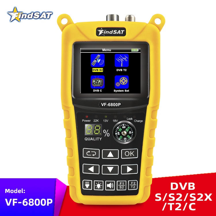 Woopker Localizador De Satélite VF 6800P Suporte DVB-T2/S2 C Sat Finder Medidor Receptor De TV T2 Tuner HD Digital Satfi