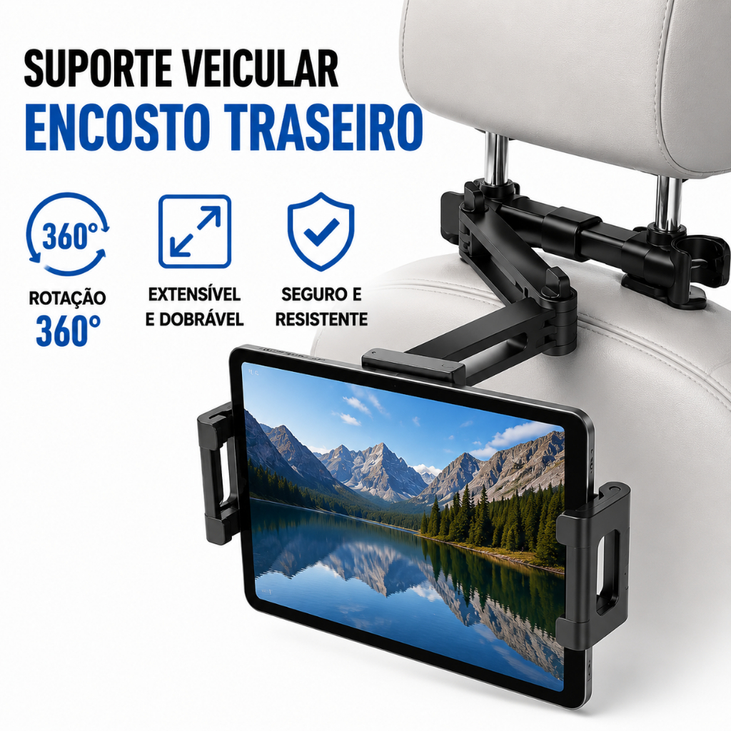 Suporte Veicular Para Celular Banco Traseiro 360 Graus Giratória Suporte De Tablet Dobrável E Extensível