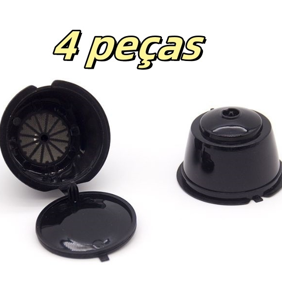Cápsula De Café Reutilizável De Três Corações De 4 Peças/Dolce Gusto/Nespresso Black Promoção