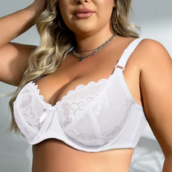 Sutiã De Renda Parifaiy Plus Size Copo Completo Com Fio Sem Espuma Bralette Para Mulher 38D 40D 42D 44D 46D 48D-8736