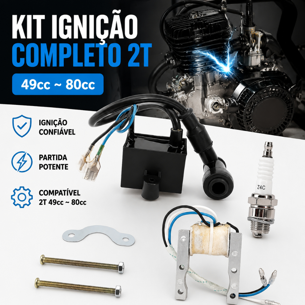 Kit de ignição CDI com bobina para motores de motocicleta