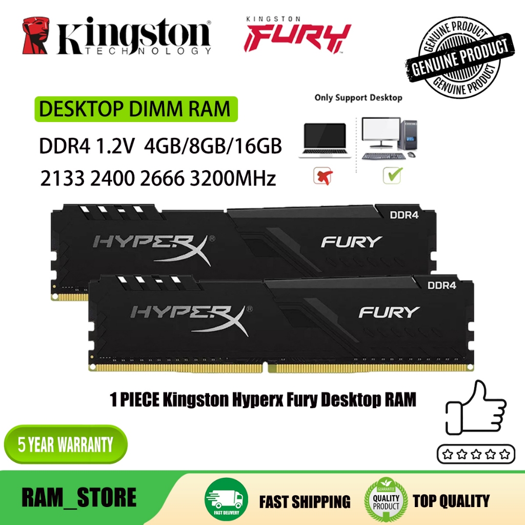 Kingston HyperX FURY PC4 Desktop RAM DDR4 16GB 3200MHz Memória 288pin Para Computador