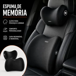 Conjunto de almofada lombar para encosto de cabeça de carro, suporte lombar, espuma de memória, travesseiro de pescoço