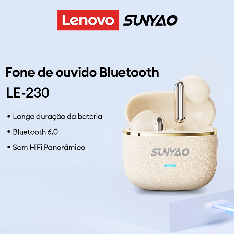 Lenovo Sunyao LE-230 Fones De Ouvido Para Jogos De Baixa Latência Até 30 Horas De Duração Da Bateria Resistente À Poeira