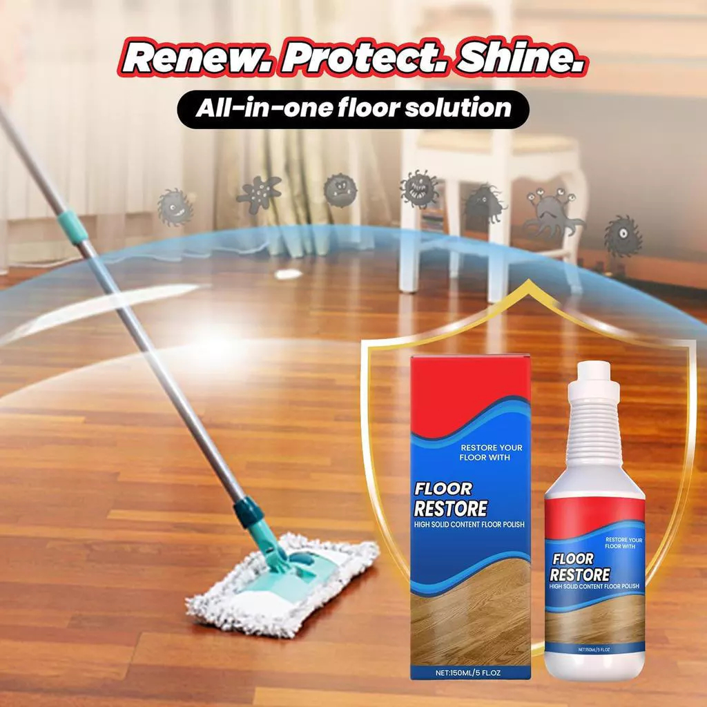Restaurador de Piso 150ml – Polidor com Ação Antimofo, Impermeabilizante e Antibacteriana, Alto Brilho e Renovação Rápid