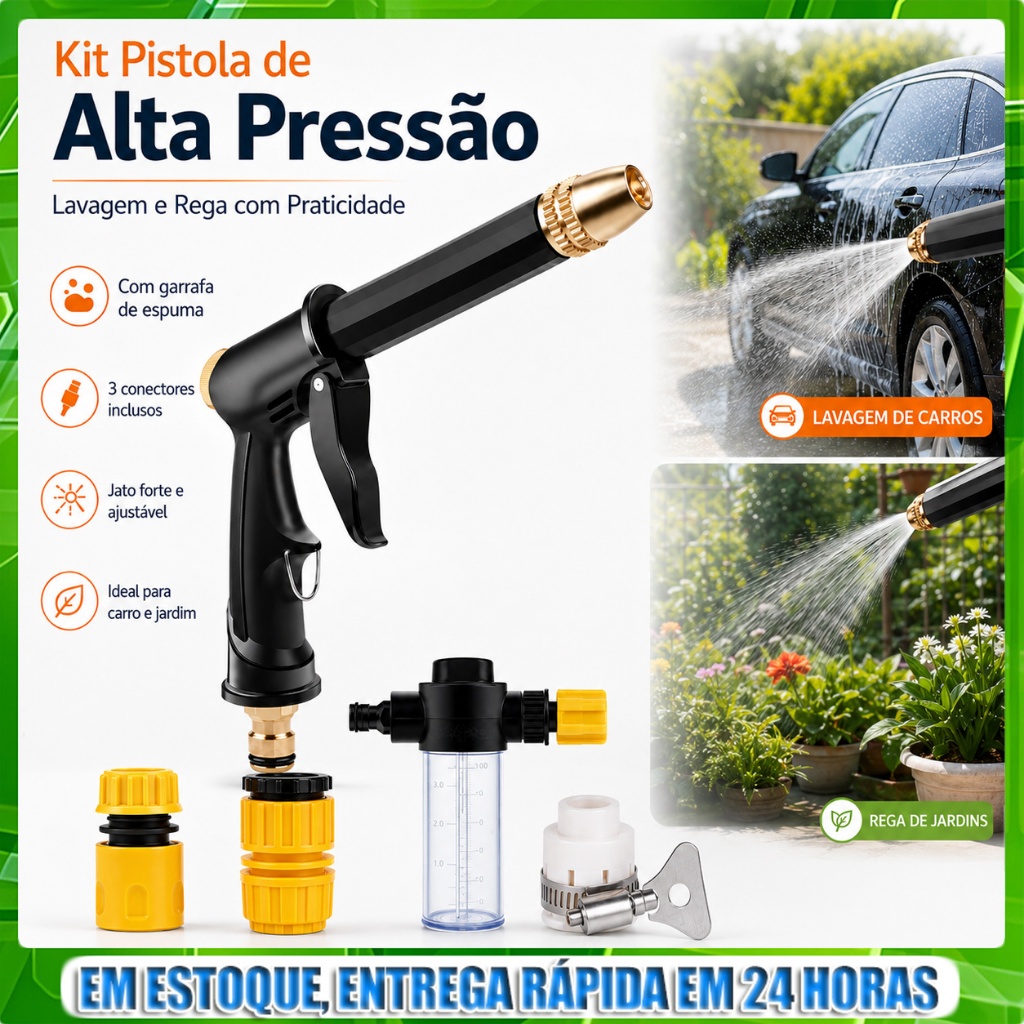 Lava Jato Pistola De Água Lavadora Alta Pressão Ágil Escolhe o modelo desejado Com Bico de Espuma