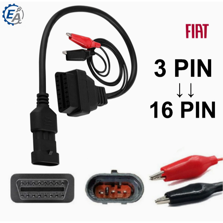 Adaptador Fiat 3 Pinos Para Scanner Automotivo Obd2 16pinos