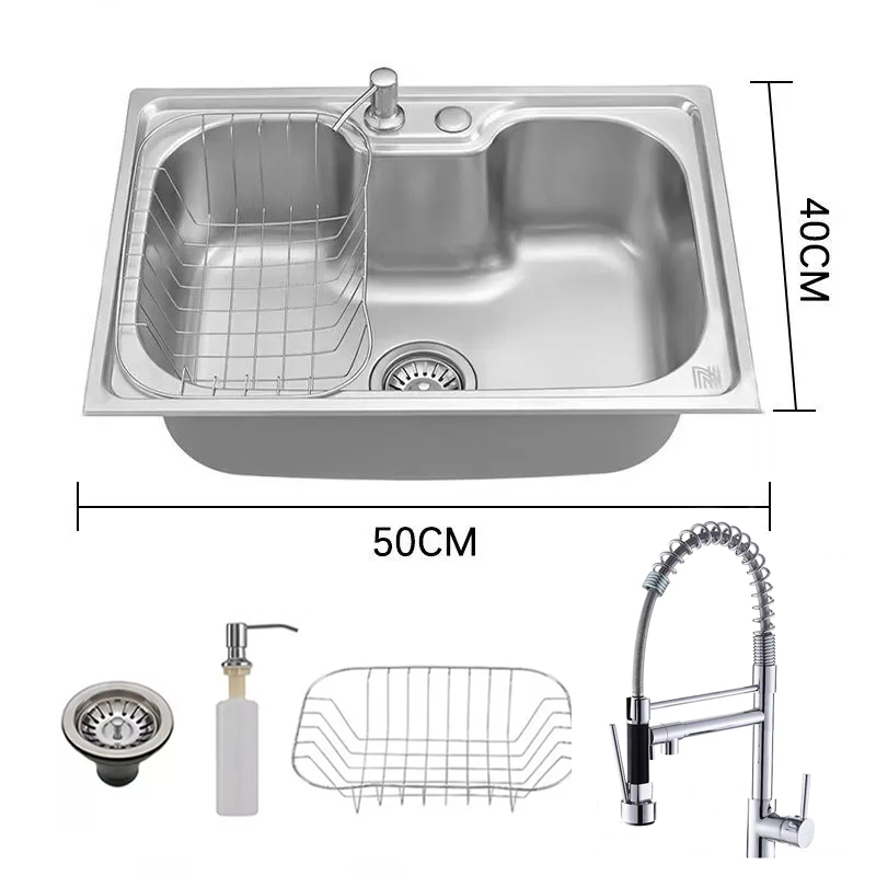 Pia De Cozinha Em Aço Inoxidável Para Alimentos Gourmets + Dispensador De Sabão + Acessórios Torneira 60/50x42