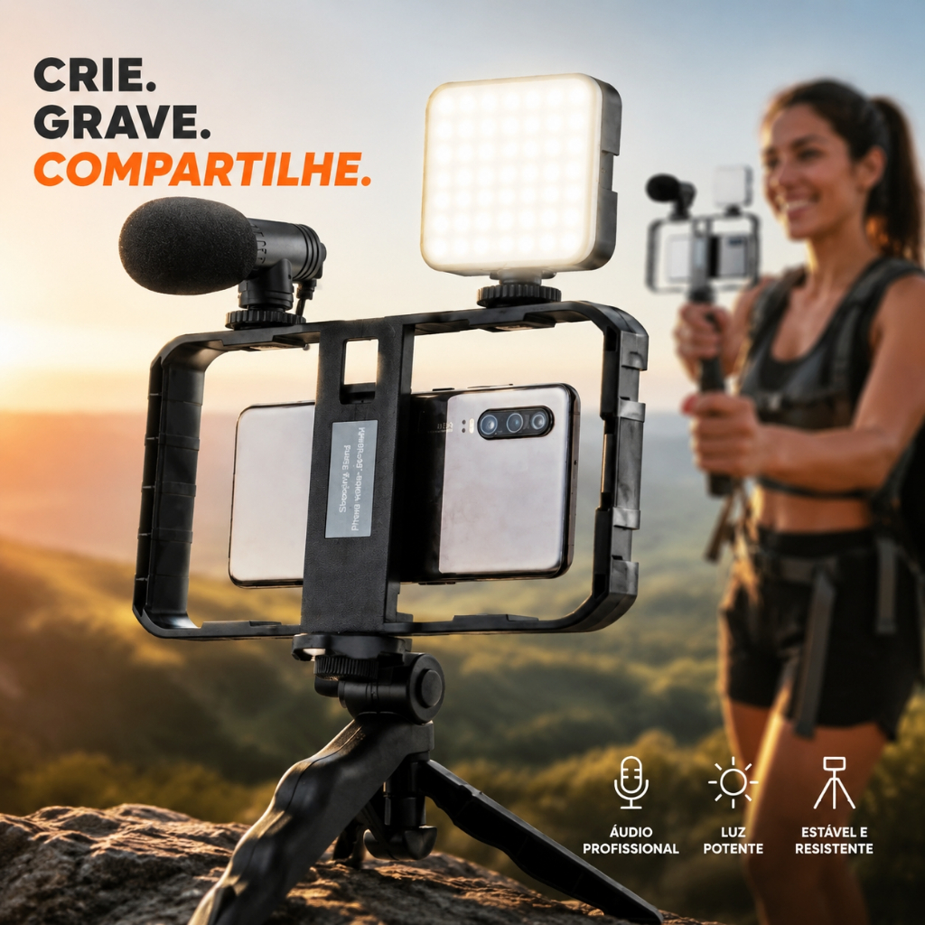 Kit Estabilizador Video Making Suporte De Gaiola De Coelho Com Tripés Móvel Para Celular E Câmera
