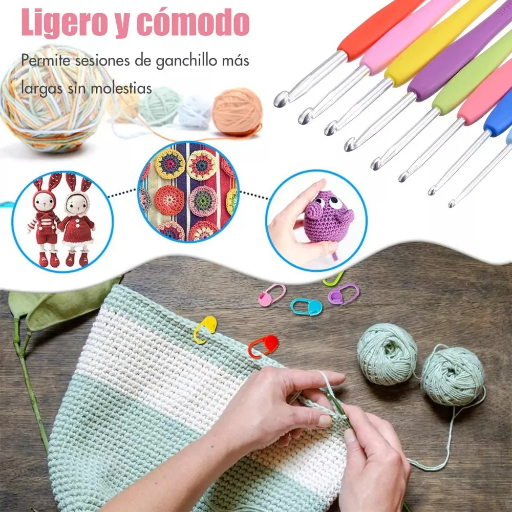 Detalhes do Kit 53 peças Kit Crochê Completo Para Fazer Amigurumi Agulhas Acessórios