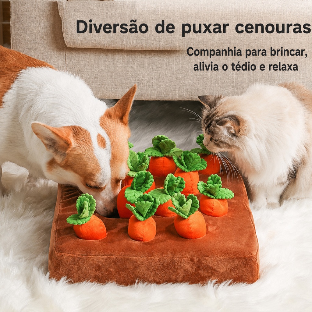 Cenoura Pull Out Snuffle Brinquedo De Pelúcia Para Animais De Estimação Esconder Comida Quebra-Cabeça Alimentação Lenta 