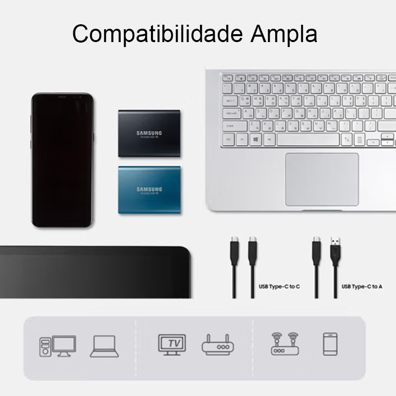 Detalhes do Unidade HDD Externa SAMSUNG SSD 2 Tb ~ 16 De Estado Sólido Portátil Para Armazenamento Em Massa
