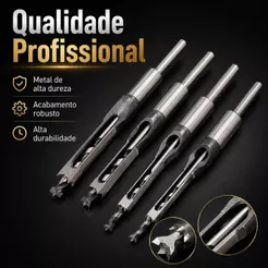 Brocas P/ Furo Quadrado Jogo 4 Peças 1/4 - 5/16 - 3/8 - 1/2