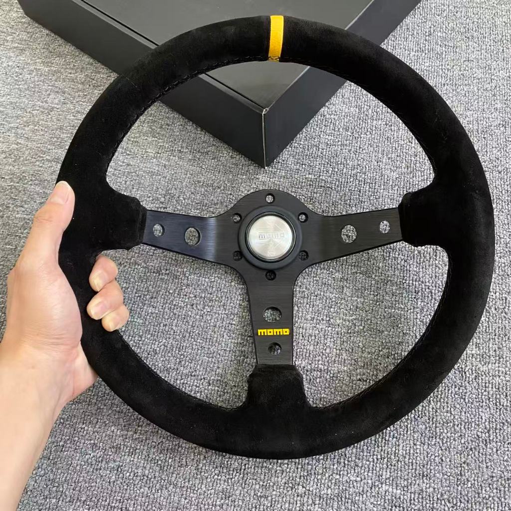 Momo V1 340mm Racing Drift Sport Volante De Couro Universal 6 Furos 70mm