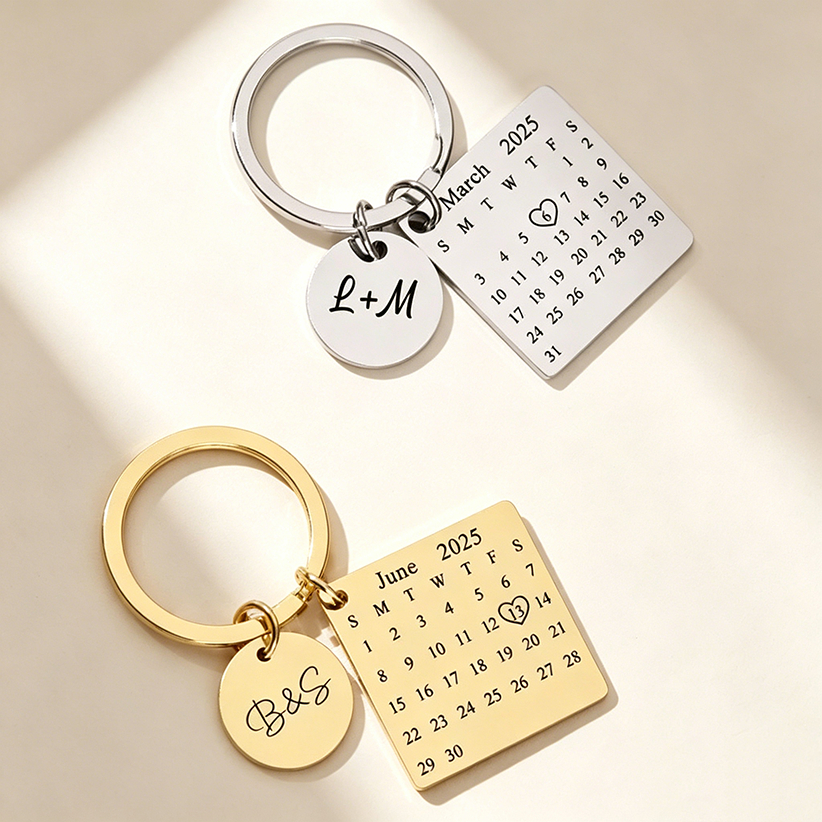 Chaveiro De Calendário Personalizado Da Moda , Data Personalizada , Texto , Foto , Aço Inoxidável , Memorial Corresponde — imagem 2 de 2