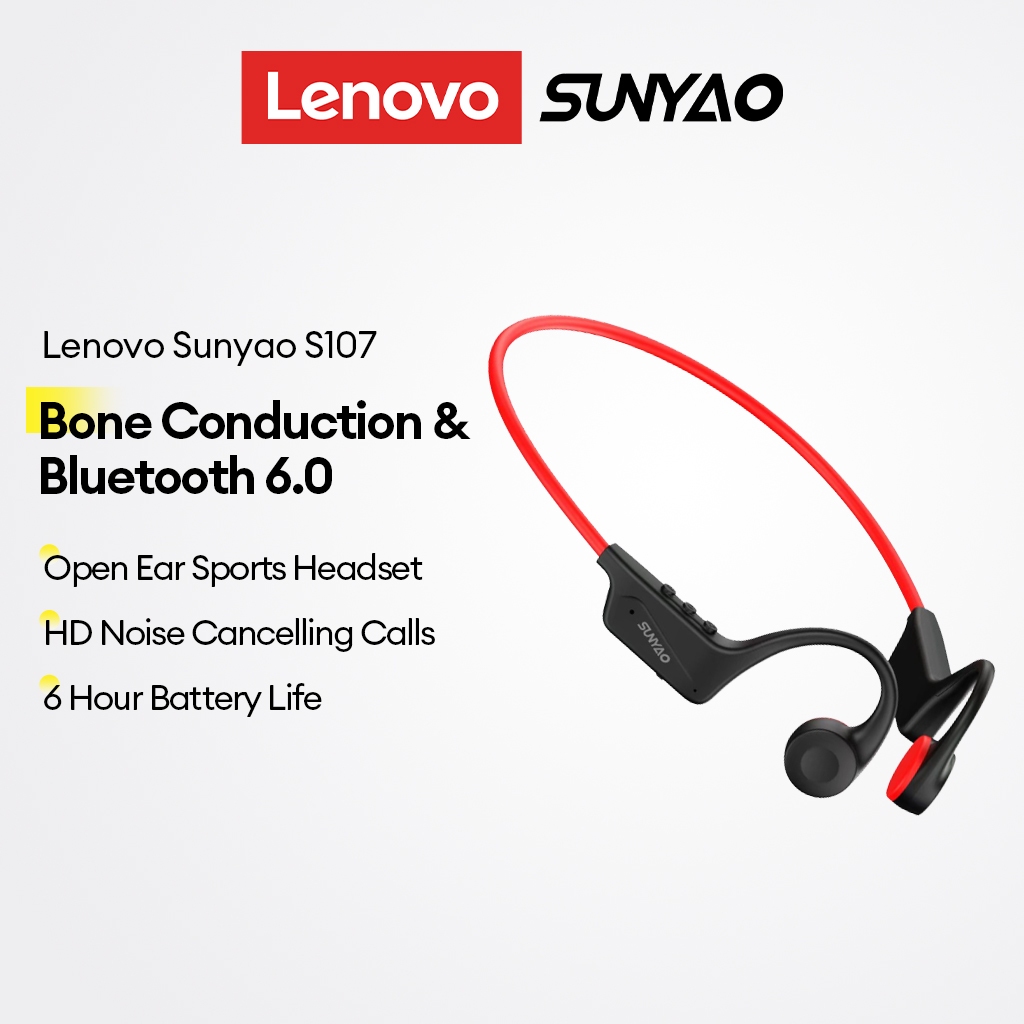 Lenovo SUNYAO S107 Condução Óssea Fones De Ouvido Bluetooth Aberto Esportes Fone 6.0 6 Horas Bateria HD Cancelamento Ruí