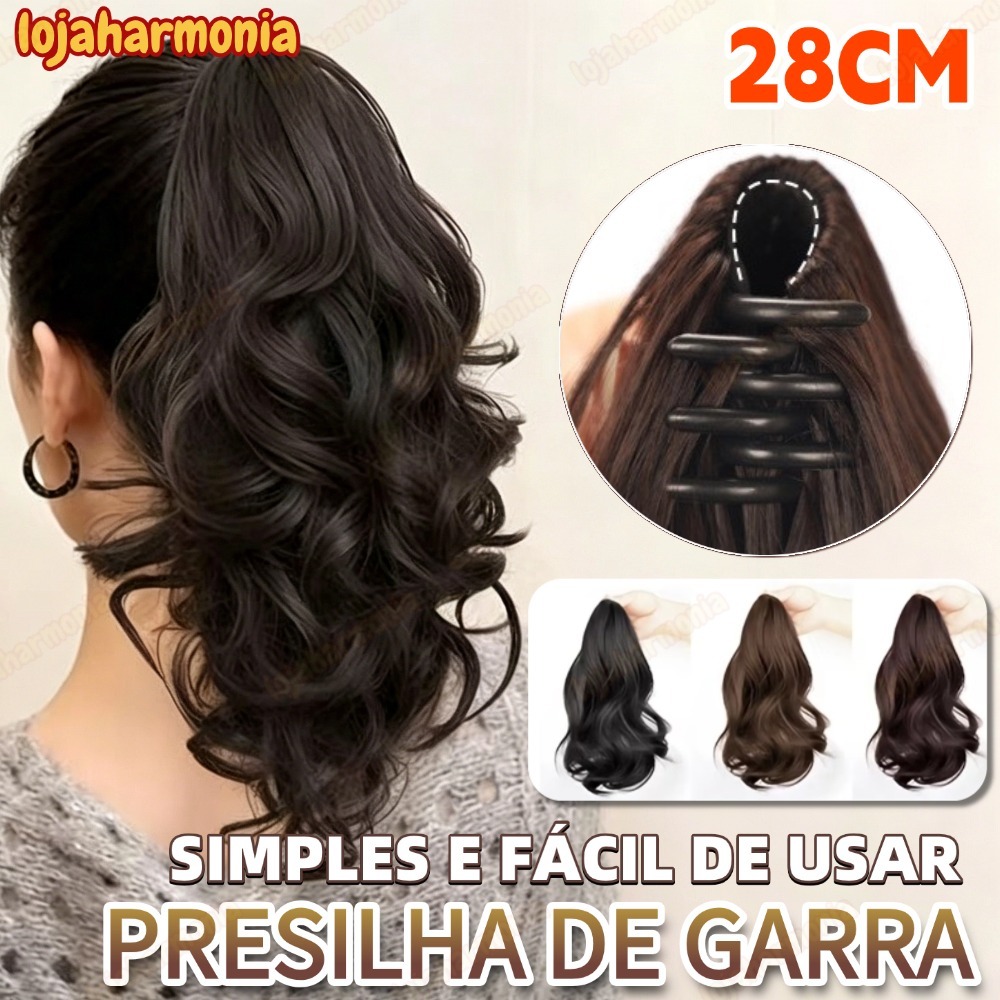 Extensão De Rabo De Cavalo Longo E Encaracolado – Peruca De Grampo De Cabelo Com Cordão Macio Para Mulheres Estilo Segur