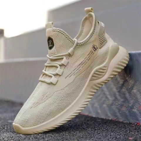 Sapatos masculinos de malha respirável de malha marrom confortáveis antiderrapantes resistentes ao desgaste
