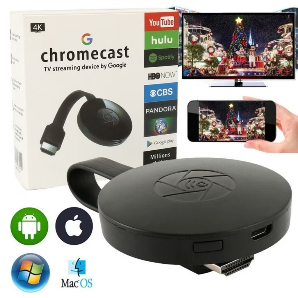 1080P Chromecast G2 4K 5G + 2.4G Ultra HDMI Para TV, Android e iOS com Espelhamento de Tela