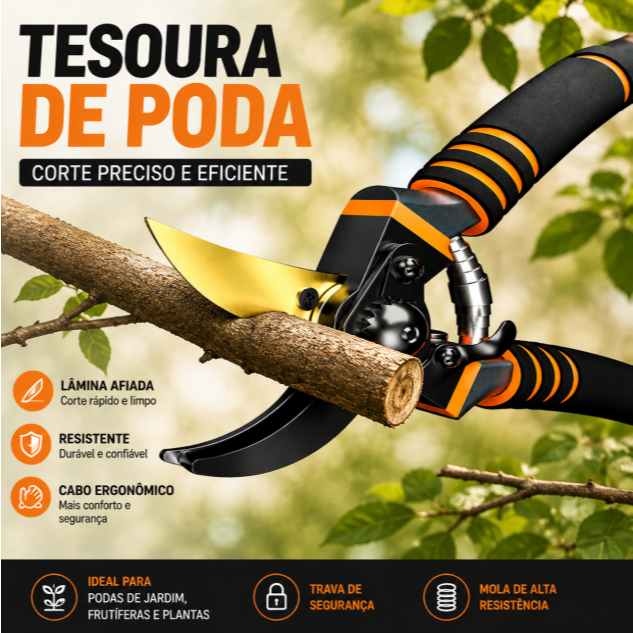 Tesoura De Poda Galhos Com Multiplicador De Força Aço Carbono