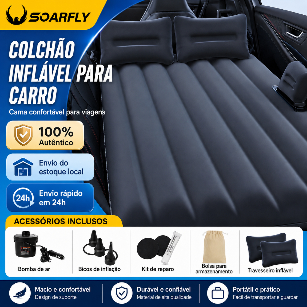SOARFLY Colchão inflável dobrável assento traseiro cama-viagem, colchão inflável de acampamento