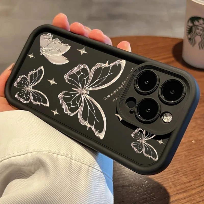 Capa De Silicone Macio Para Samsung A17 A27 A37 A57 A07 A16 A26 A36 A56 A06 5G Bela Borboleta Caso Completa Do Telefone