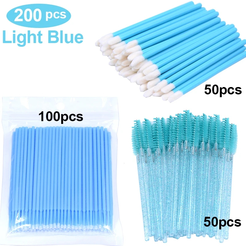 Conjunto De Pincéis De Cílios 200 Unidades Com Aplicador De Varinhas De Rímel E Microbrush Brilho De Batom