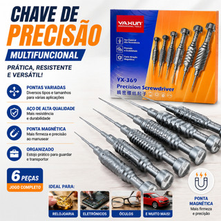 Chave De Fenda Profissional Kit 6 Em 1 De Alta Precisão Magnética
