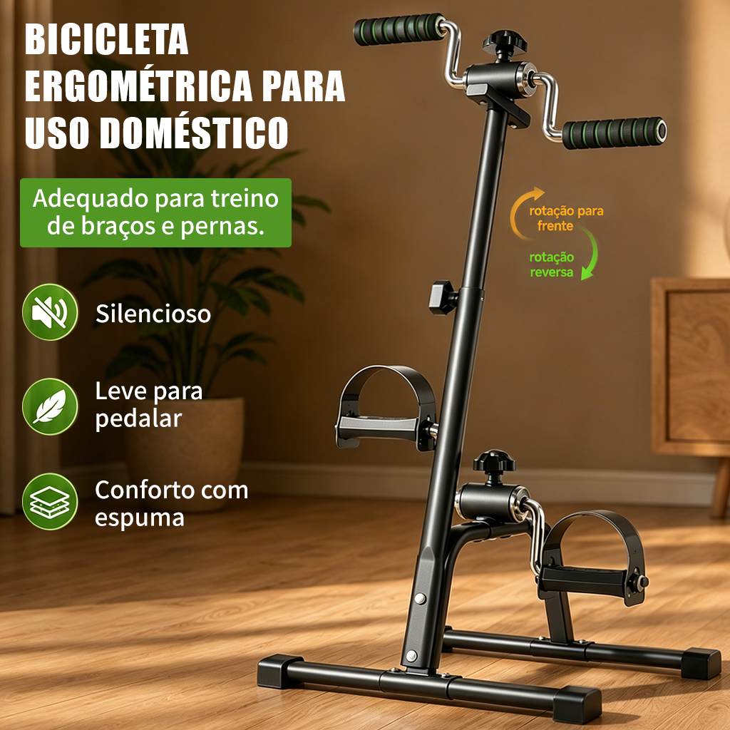 Mini Bicicleta Ergométrica Resistência Ajustável Treinamento De Pernas E Braços Adequada Para Idosos