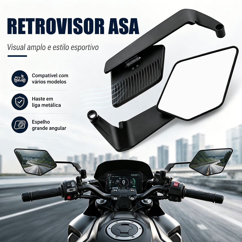 Espelho Retrovisor Para Motocicleta,Rotação De 180°,New Airfoil Universal HONDA/YAMAHA Todos