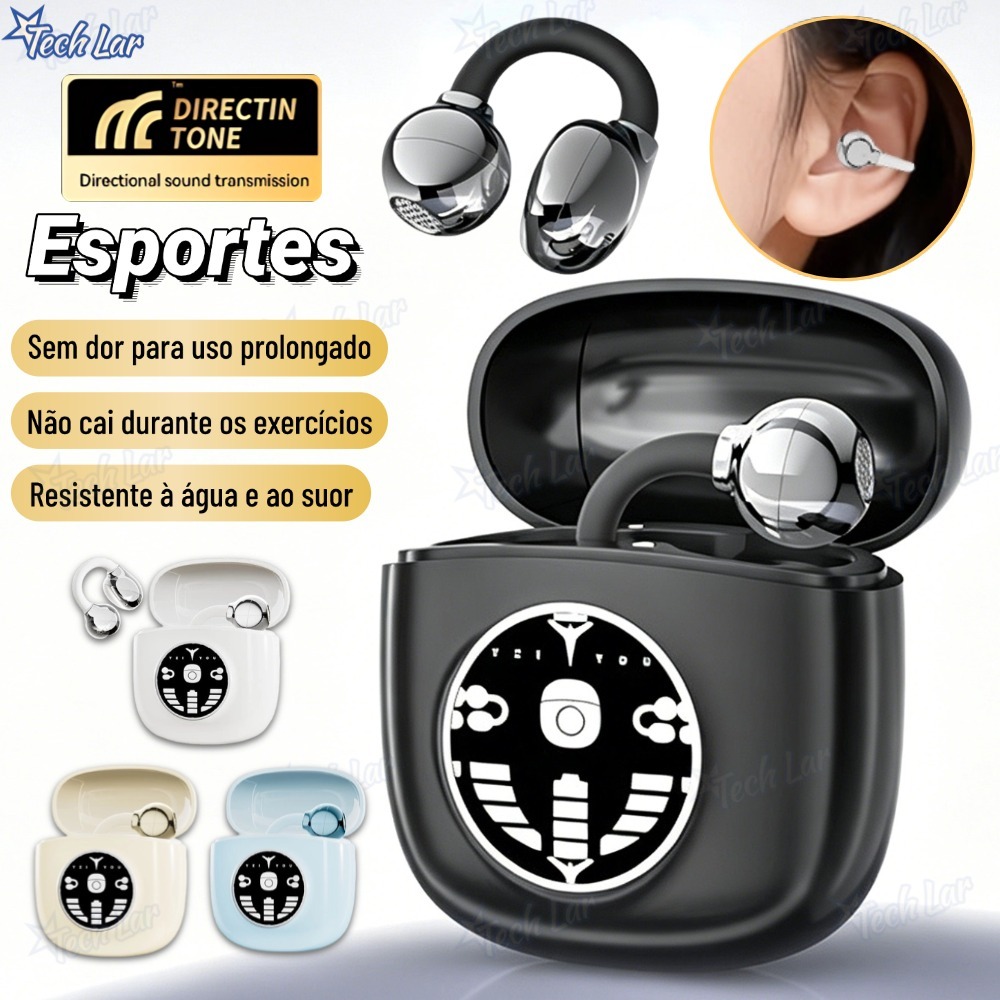 Fones De Ouvido Bluetooth Sem Fio Condução Óssea Redução De Ruído Para Esportes-TL