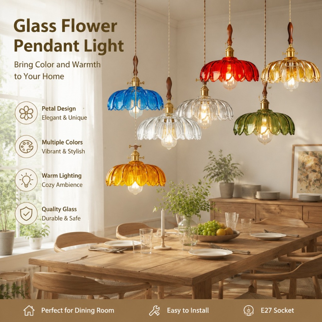 CZHLIFE Luminária Pendente De Teto Vitrais Vintage, LED Floral, Lustre Sala Jantar, Café, Quarto Lampu Gantung