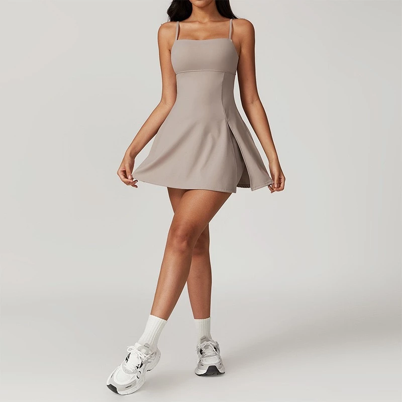 Vestido Feminino De Tênis Sem Costas , Resistente Ao Suor De Secagem Rápida Com Shorts Embutidos Para Esportes Ar Livre — imagem 1