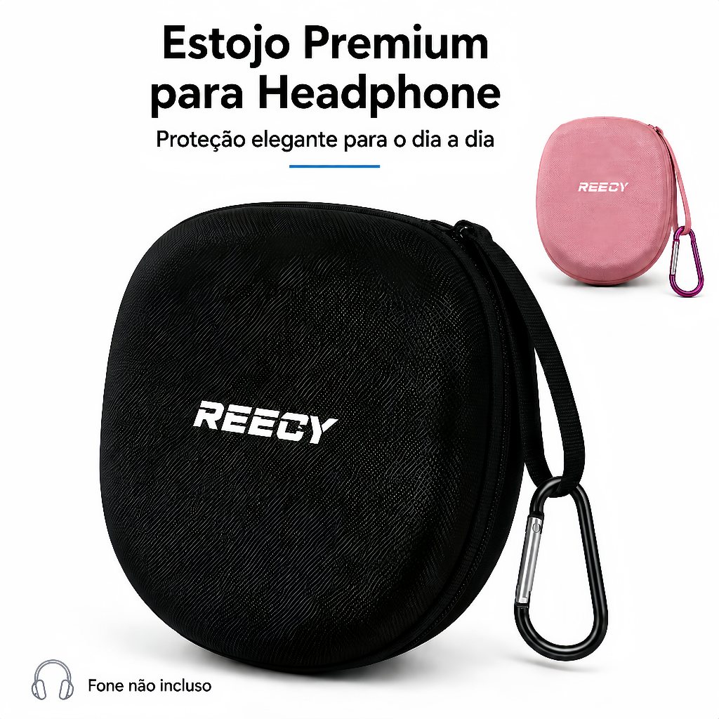 REECY Estojo Rígido para Fone de Ouvido Headphone 22x19x6,5cm Bolsa Protetora，adequada para fones de várias marcas.