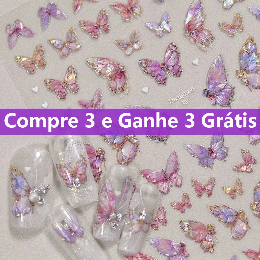 【Compre 3 e Ganhe 3 Grátis】1Pcs Adesivos De Unhas 3d De Borboleta, Acessórios De Decoração De Unhas Diy