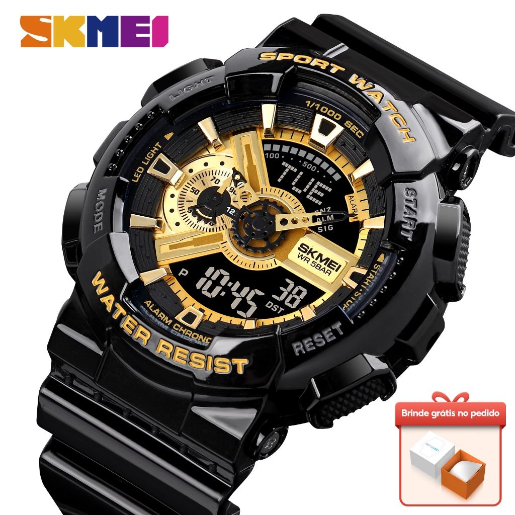 SKMEI 1834 Relógio Masculino Digital Esportivo Multifuncional À Prova D'água LED Cronômetro Militar
